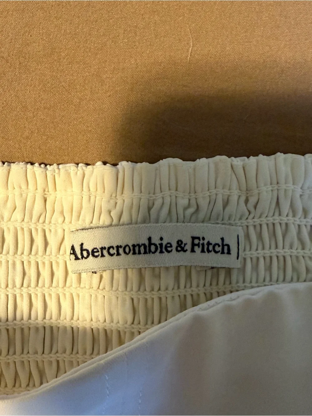 Abercrombie & Fitch Ivory Square Neck Puff Sleeve Top